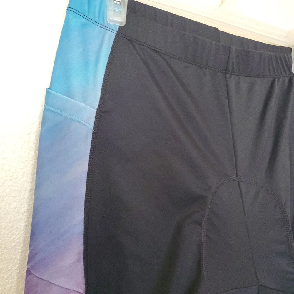 Baleaf Womens Padded Cycling Shorts XL Blue Purple Ombre Gel Padded Bike Shorts - Picture 2 of 16
